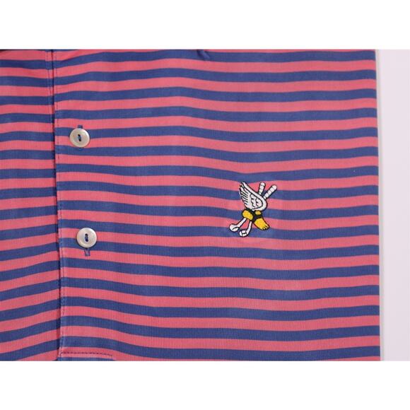 Peter Millar Winged Foot Golf Summer Comfort Blue Pink Striped Polo Shirt XL - Picture 2 of 7